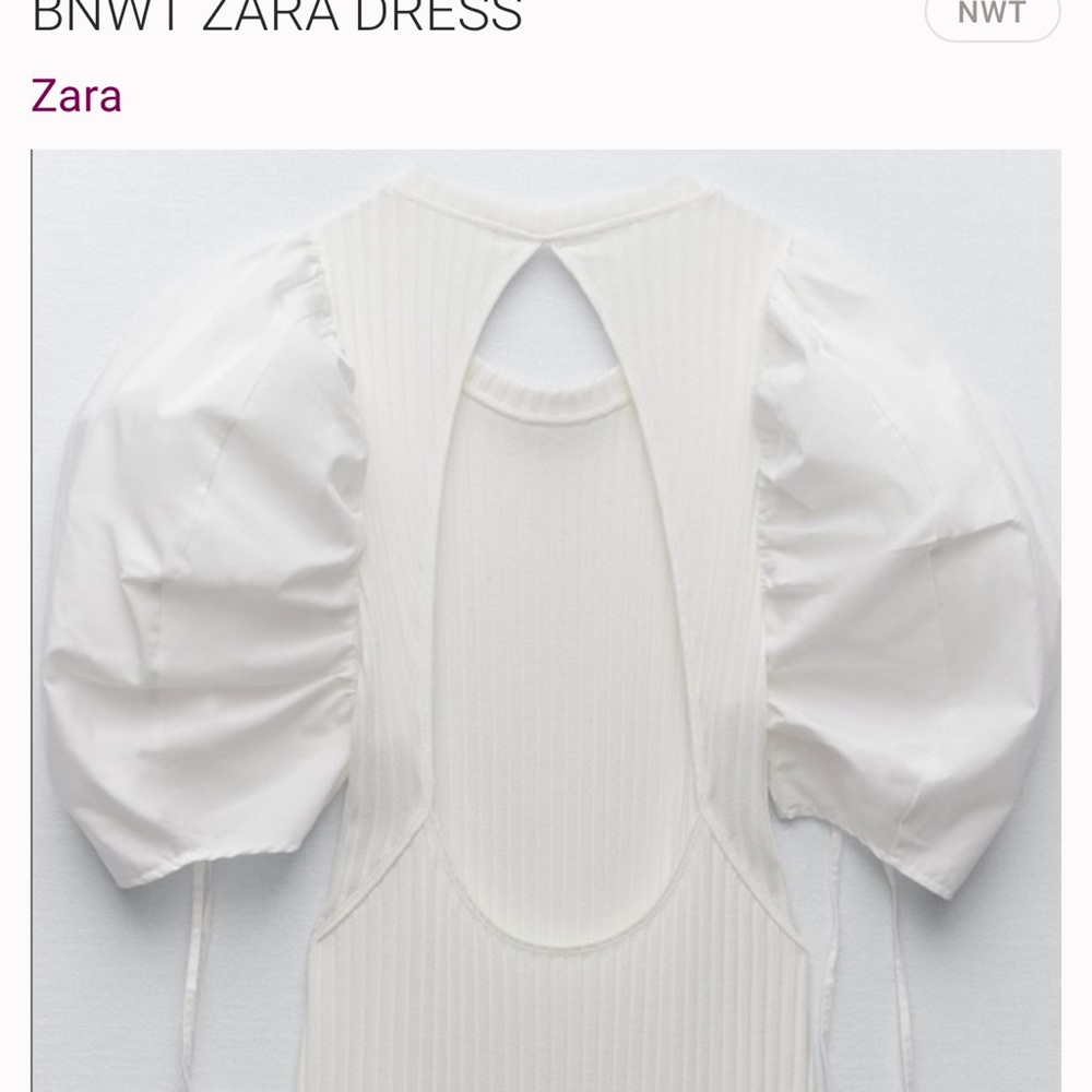 Zara White Ribbed Dress - Picture 6 of 9
